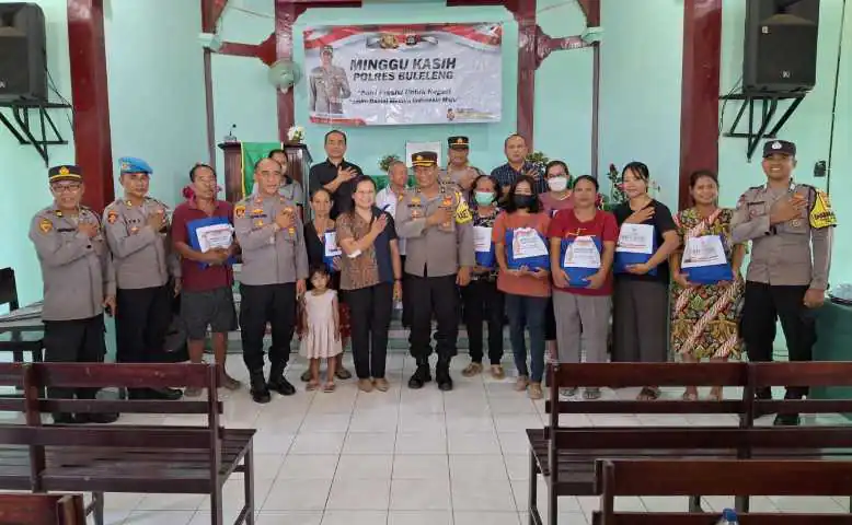 Minggu Kasih, Polres Buleleng (Polri Presisi Untuk Negeri Pemilu Damai Untuk Indonesia Maju) Di Gereja Pancaran Kasih Dauh Munduk Bungkulan.