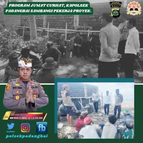 Program Jumat curhat, Kapolsek Padangbai sambangi pekerja proyek.