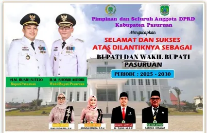 Pimpinan Dan Seluruh Anggota DPRD Pasuruan  Mengucapkan Srlamat
