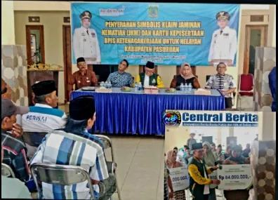 Sebanyak 4,300 Yang Tercover Dinas Perikanan Kabupaten Pasuruan Serahkan BPJS Dan Santunan Kematian Kepada Nelayan