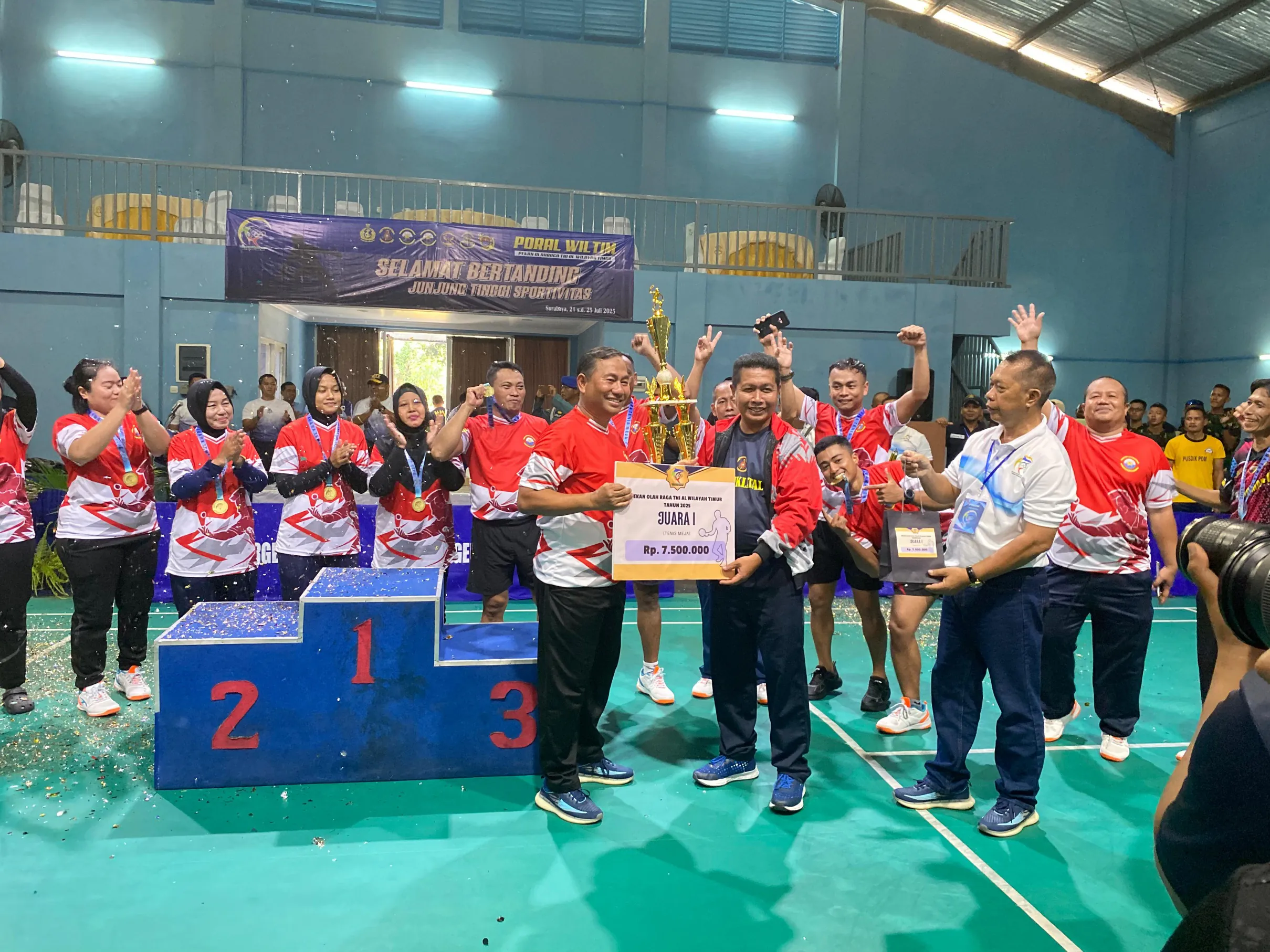 Lewat Laga Sengit, Koarmada II Raih Podium Juara 1 Tenis Meja di Poral Wiltim 2025