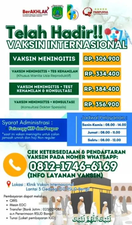 RSUD Bangil Resmi Buka Layanan Vaksin Internasional untuk Jamaah Haji dan Umrah