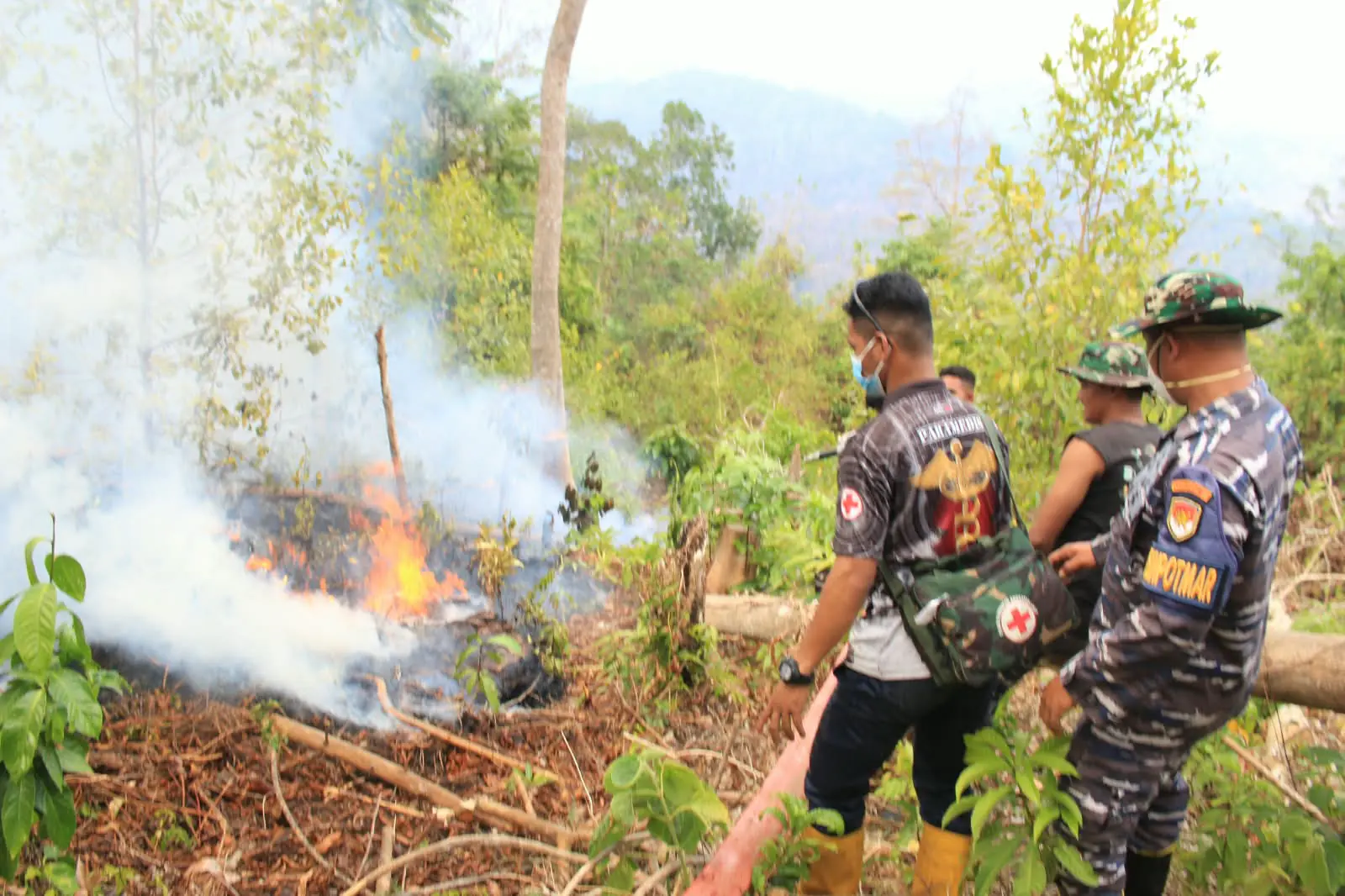 Hari Keempat Penanganan Karhutla di Saleman, Satgas Kodaeral IX Terus Berjuang Padamkan Api