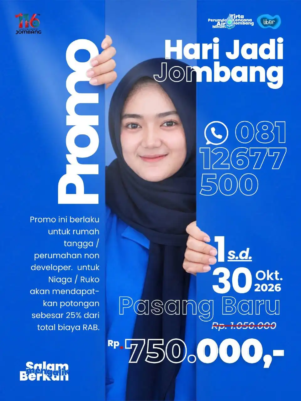 Sambut Hari Jadi Jombang, Perumdam Tirta Kencana Hadirkan Promo Pasang Baru Mulai Rp750 Ribu